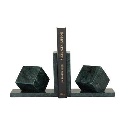 CosmoLiving by Cosmopolitan Set of 2 Marble Orb Bookends Green: Indoor Use, Sculptural Decor, 10.26 lbs