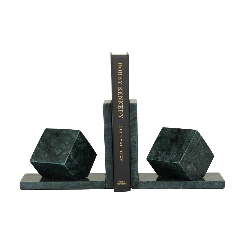 Photos - Coffee Table Set of 2 Marble Orb Bookends Green – CosmoLiving by Cosmopolitan