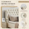 ModernLuxe King Size Bed Frame, Upholstered Velvet Platform Bed with Wingback Headboard, Button-Tufted and Nailhead Trim - 3 of 4