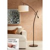 Possini Euro Design Modern Arc Floor Lamp with USB Charging Port 69" Tall Bronze Off-White Drum Shade Adjustable Arm Living Room - 2 of 4