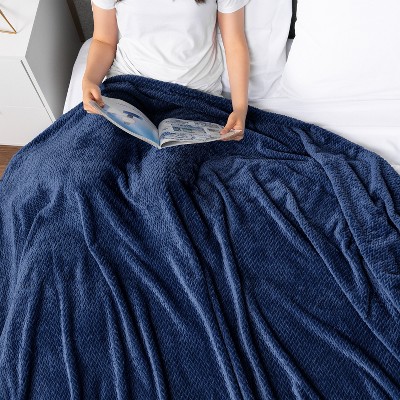 Navy Blue Lightweight Microfiber Fleece Throw Blanket
