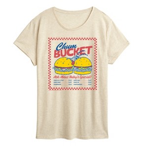 Women's - Spongebob Squarepants - Plankton Chum Bucket Short Sleeve Graphic T-Shirt - 1 of 4