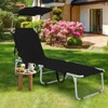 Gymax Outdoor Folding Chaise Lounge Portable Reclining Chair w/ 5 Back Adjustable Positions Lightweight Camping Recliner Blue/Beige/Black - 3 of 4