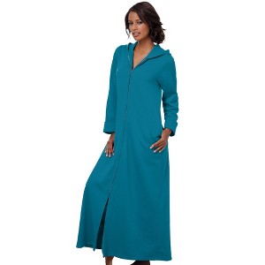 Dreams & Co. Plus Size Long Hooded Fleece Sweatshirt Robe - 1 of 4