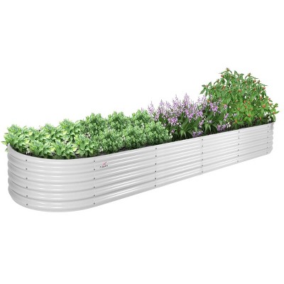 Anybear 12x3x1.5ft Antique White Galvanized Oval Garden Bed