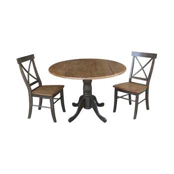 42" Mase Dual Drop Leaf Table with 2 X Back Chairs - International Concepts