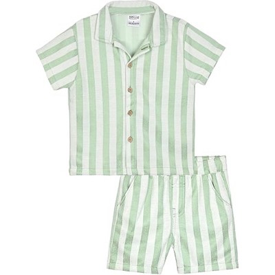 QUICKSAND Little/Big Boys' 2-Piece Short Sleeve Button Down Shirt with Shorts Sets