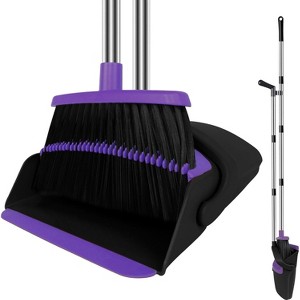 Broom and Dustpan Combo Set, 51" Long Handle Upright Broom with Self-Cleaning Dust Pan for Home and Kitchen - 1 of 4