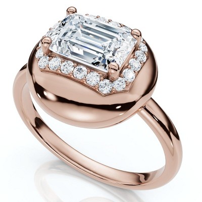 Pompeii3 1 1/10Ct Emerald Diamond Button Ring 14k Gold or Platinum Lab Created EF/VS