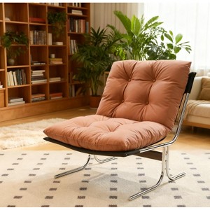 Faux Leather Armchair, High Back Modern Accent Chair with Metal Legs, Oversized Sofa Chair with Soft Padded - ModernLuxe - 1 of 4