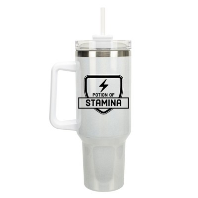 100 North Potion Of Stamina Video Gamer Wrap-Around 40 Oz. Stainless Steel Water Bottle Coffee Mug, Spill & Leak Resistant, Travel Tumbler with