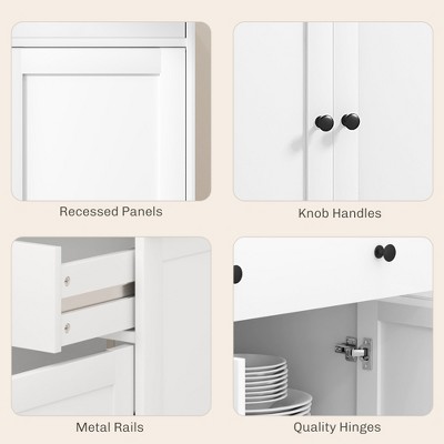 White Shaker 55'' Freestanding Sideboard Buffet Cabinet