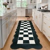 Checkered Rug Washable Rug for Living Room Non Slip Indoor Scalloped Printed Carpet Low Pile Neutral Rugs Soft Floor Cover for Bedroom Nursery - 3 of 4