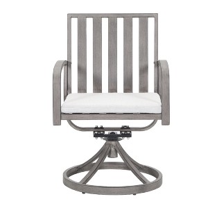 Cesicia  2Pcs 22.8'' x 26.2'' x 35'' in Aluminum Rotating Armchair With Seat Cushion For Living Room, Bedroom, Office, Brown&Gray - 1 of 4