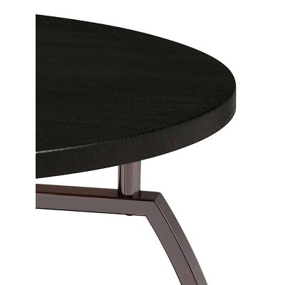 Dacre Round Black Wood and Metal End Table