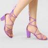 Allegra K Women's Casual Strappy Ankle Straps Lace Up Chunky Heel Sandals - 2 of 4