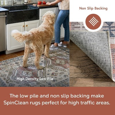 Leighton Light Orange Southwestern Washable Synthetic Area Rug