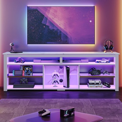 Bestier 70" Gaming Entertainment Center for TV up to 75" , LED TV Stand for PS5 Tall TV Console with Shelves