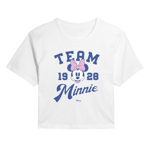 Women's - Disney - Team Minnie- Juniors Cropped Short Sleeve Graphic T-Shirt Cropped Graphic T-Shirt - 1 of 4
