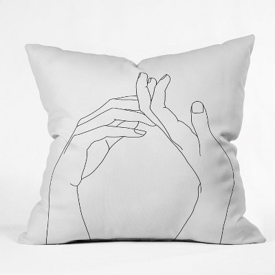 The Colour Study Hands Drawing Square Throw Pillow White - Deny Designs