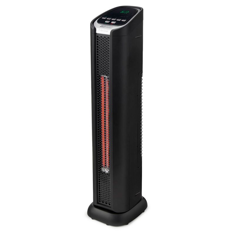 LifeSmart LifePro HT1053 1500 Watt Portable 24 Inch Electric Infrared Quartz Tower Space Heater for Indoor Use with 2 Heating Elements, Black, 1 of 7