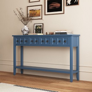 NicBex 4 Drawers Console Table with 1 Open Shelf,Entryway Table with Black Round Knobs,Modern Couch Table for Living Room - 1 of 4