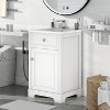 CSBDHome 20" Bathroom Vanity with Sink, Soft-Close Door, Storage Cabinet with Adjustable Shelf and Rack – Waterproof MDF and Ceramic Basin - 2 of 4