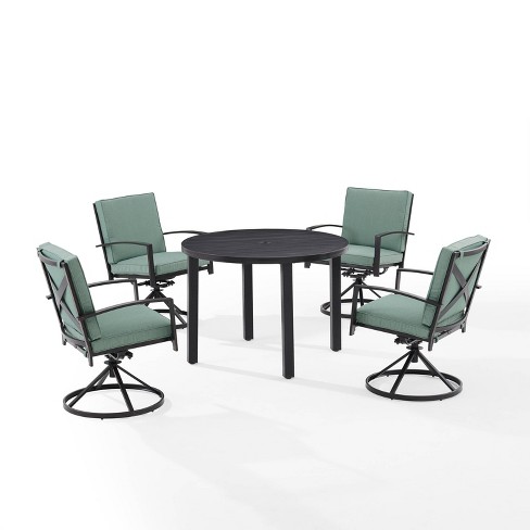 5pc Kaplan Outdoor Steel Round Dining Set with Swivel Chairs Mist/Bronze - Crosley - image 1 of 4