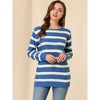 INSPIRE CHIC Women's Long Sleeves Drop Shoulder Loose Striped Sweater - 4 of 4