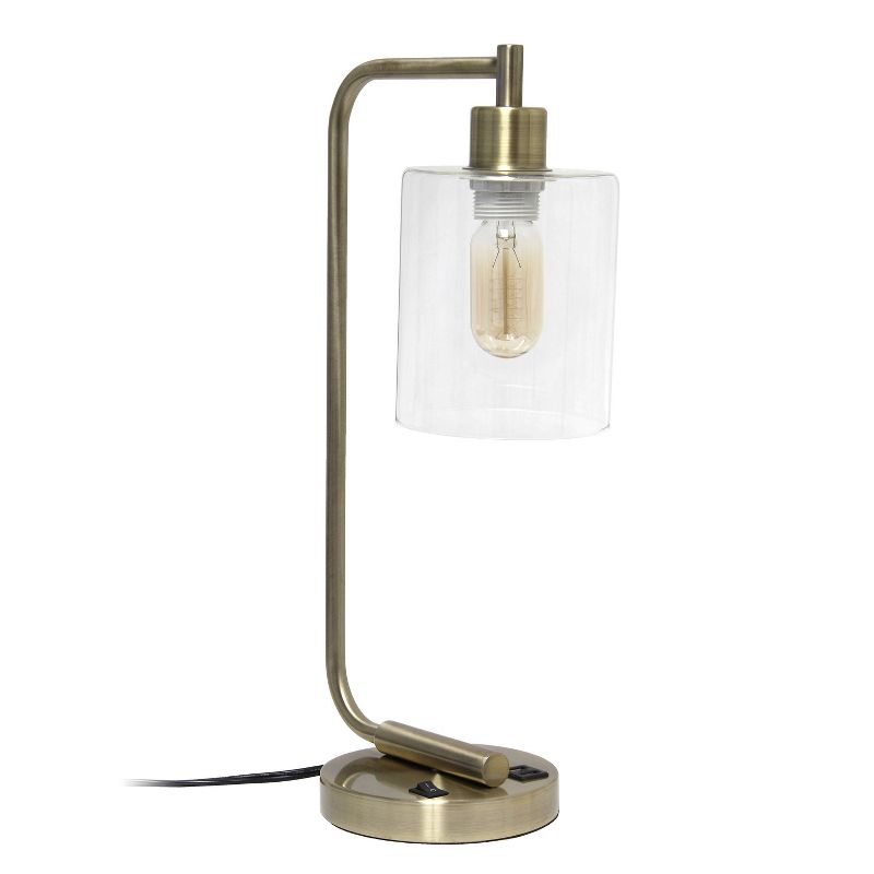 Modern Iron Desk Lamp with USB Port and Glass Shade - Lalia Home, 1 of 13