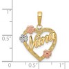 Black Bow Jewelry 14k Tri Color Gold Floral Nana Heart Pendant, 17mm - 4 of 4