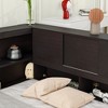 Full-Size Platform Bed with L-Shaped Bookshelves and Sliding Doors, No Slats Required - 3 of 4