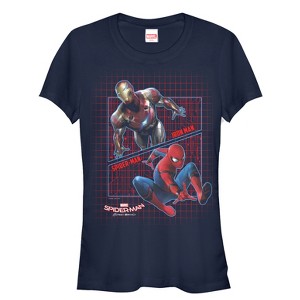 Juniors Womens Marvel Spider-Man: Homecoming Partner Grid T-Shirt - 1 of 3
