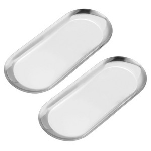 Unique Bargains Stainless Steel Mirror Polished Decorative Rust-resistant Decorative Tray - 1 of 4