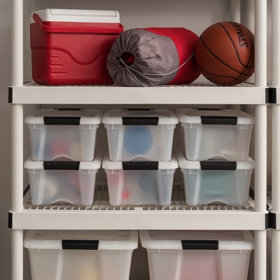 12.75 Qt Off-White Plastic Storage Bins with Lids and Latches - 6 Pack