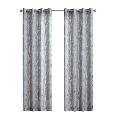 Dsvimoy Curtain Panel Grommet Top Sheer Bird on Branches for Elegant Living Spaces, Gray, 3.05"*10.24"*5.51"