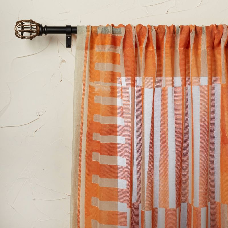 1pc Sheer Ophelia Printed Burnout Window Curtain Panel Orange - Opalhouse™ designed with Jungalow™ , 1 of 13