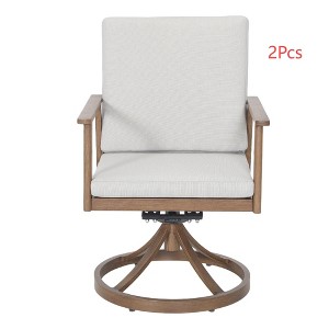 Cesicia 23.2'' x 24.8'' x 33'' in 2 Pieces Aluminum Rotating Armchair With Cushion For Living Room, Bedroom, Office, Apartment, Brown&Gray - 1 of 4