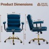 Bosmiller Faux Leather Home Office Desk Chair, Gold Base Vanity Chair with Wheels, Padded Seat and Armrests, Swivel Executive Computer Chair - 2 of 4