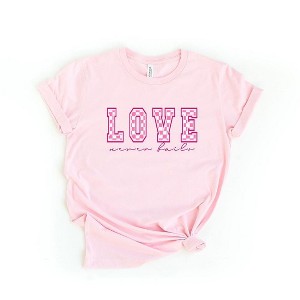 Simply Sage Market Women's Love Never Fails Checkered Short Sleeve Graphic Tee - 1 of 4