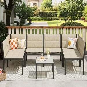 COWLOWN 7 Piece Yellow Outdoor Patio Conversation Set with Cotton, Ideal for Garden, Backyard, Balcony and Lawn - 1 of 4