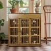Artloge 4-Tier Shoes Storage Rack Freestanding Bamboo Shoes Organizer Cabinet with 3 Hollow Doors & Wide Top for Home Entryway Hallway - 2 of 4
