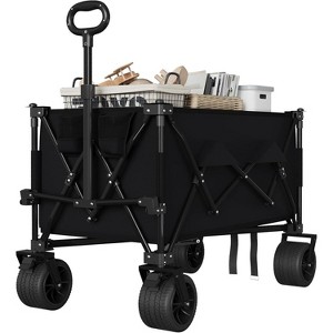 350lbs Heavy Duty Utility Beach Wagon Cart , Extra Long Foldable WagonCart with Cup Holders for Sand - 1 of 4