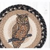 Earth Rugs Owl Round Trivet – 10"x10" Rustic Braided Natural Fiber Hot Pad with Woodland Bird Print - 2 of 3