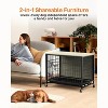 Whizmax Dog Crate Furniture, 32.5'' Wooden Dog Kennel with Wheels and Double Door, Decorative Pet House with Removable Tray for Living Room, Bedroom - 3 of 4