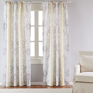 St. Claire Damask Lined Curtain Panel with Rod Pocket - Levtex Home - 1 of 3