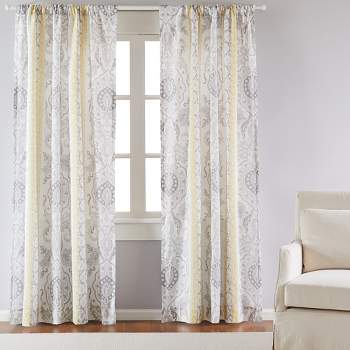 St. Claire Damask Lined Curtain Panel with Rod Pocket - Levtex Home