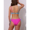 INSPIRE CHIC Women's Front Cross Contrast Color Bikini Sets, Strappy Top Tie Size Triangle Bottoms Swimwear Bathing Suits 1 Set - 3 of 4