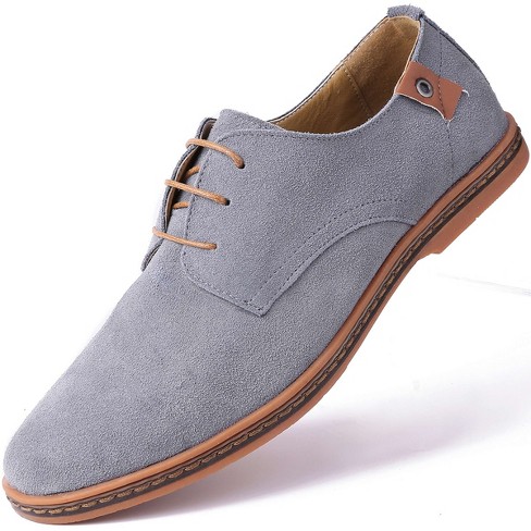 Mio Marino - Men's Classic Suede Oxford Shoes - Light Gray, Size: 15 ...