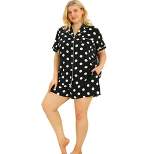 Agnes Orinda Womens Plus Size Bottom Polka Dots Short Sleeve Shirt and Shorts Pajama Set